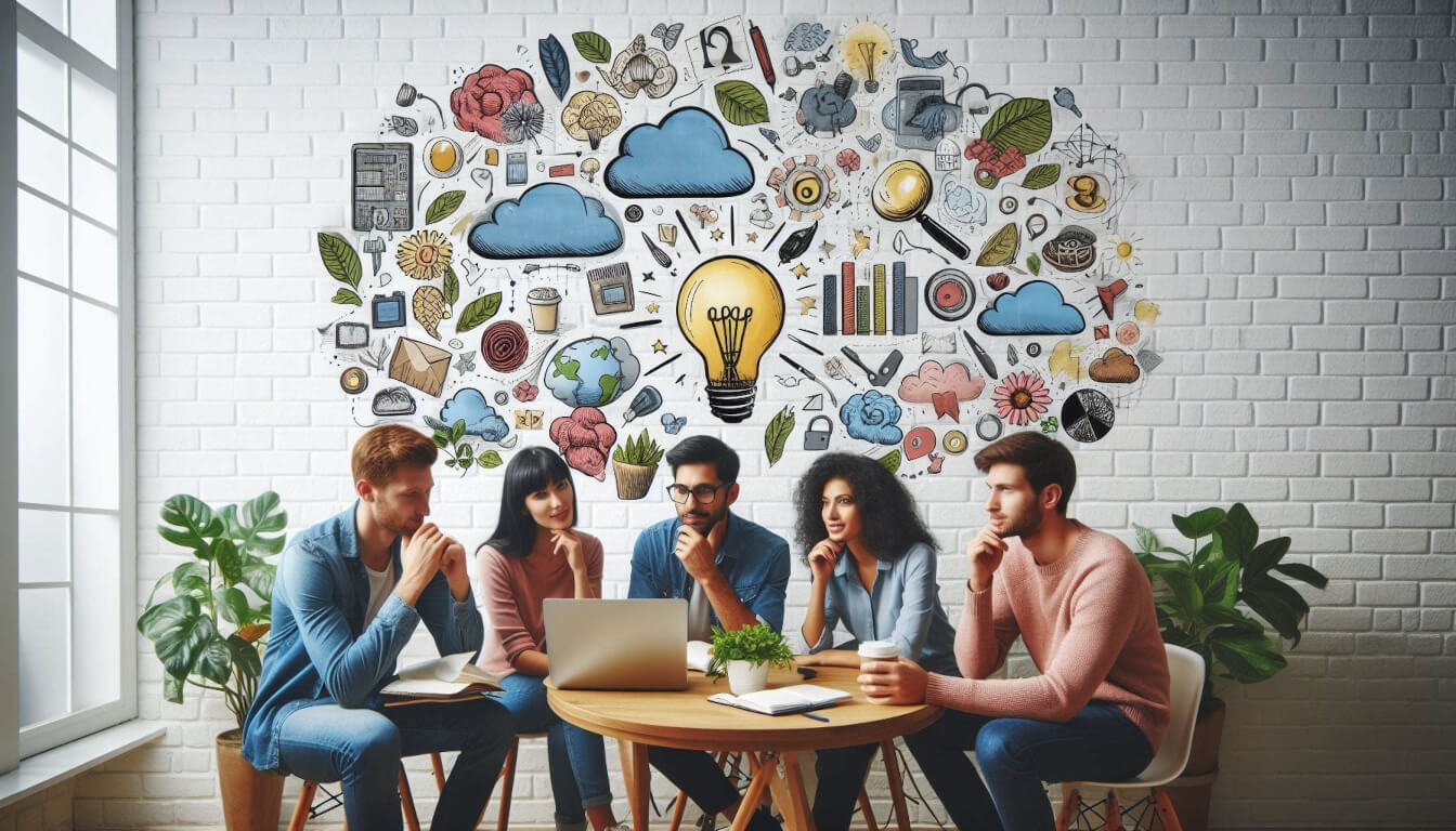 Around A Table—external Writers Brainstorm Ideas— Becoming An Idea Think Tank Proving A Innovative Perspectives And Multiple Inspirations